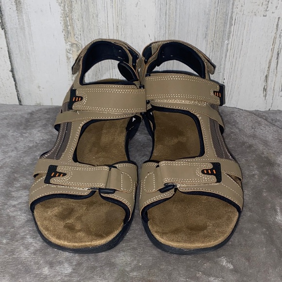 1229 Khombu Men's Tan Velcro Sandals - Picture 3 of 9